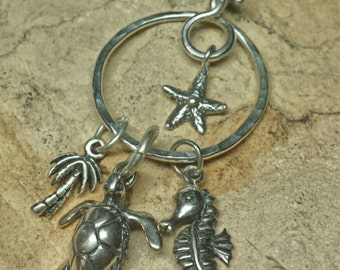 Thick Sterling Silver Organic 2-tier Circle Charm Holder Pendant for Your Own Charms - Antiqued or Shiny - Handmade to Order