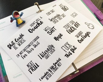 PP366 -- FU*K YOU Snarky Adulting Is Hard Planner Stickers (16pcs) ||Perfect 4 Erin Condren, Limelife, Plum Paper, Filofax Planners