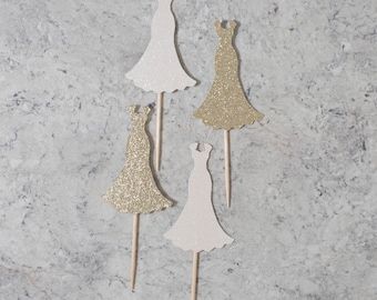 Wedding dress cupcake toppers; Bachelorette/Bridal shower cupcake toppers