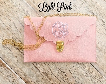Light Pink Scalloped Monogram Clutch Purse!!