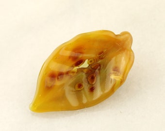 Lampwork Bead, Leaf Glass Focal Pendant, Topaz, Brown