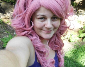 Pink Wig, Bump Wig, Long Curly, pastel, pinkie pie wig, Rose Quartz cosplay, Marie Antoinette Wig, Lolita, Curly, Drag Queen, scene hair