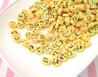 25 Mixed Emoji Clay Beads, #920