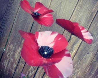 Metal Garden Stake, Poppy Flower, Metal Garden Art, Metal Garden Decor, Flower Yard Decoration