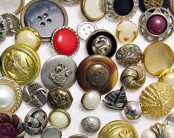 The Faux Metal / Metal-Coated Plastic Button Assortment: A Variety Mix of 75 Vintage to Contemporary Buttons
