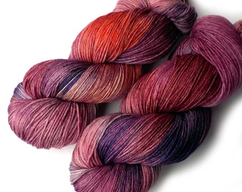 Sock Yarn Handdyed Merino Cashmere Nylon Yarn - Begonia, 430 yards