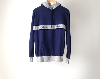 vintage 90s simple HEATHER GREY and navy blue CALIFORNIA hoodie sweatshirt