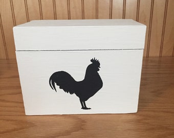 Rooster recipe box, wooden recipe box