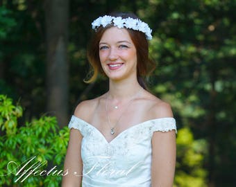 Bridal Flower Crown, Bridesmaid Flower Crown, Adult Flower Crown, Flower Girl Crown, White Flower Crown, Rustic Wedding