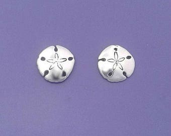 SAND DOLLAR Earrings .925 Sterling Silver Post Stud - se691