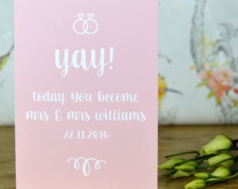 Personalised Mrs & Mrs wedding card