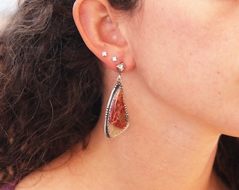 RED SONORA SUNRISE Earrings Sterling Silver 2.25" NewWorldGems