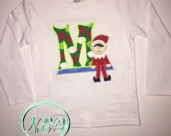 Boy's Elf On The Shelf/ Letter Applique Shirt