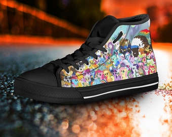 My Little Pony shoes, My Little Pony High Tops, Sneakers, colorful, Black High Tops, My Little Pony Converse unisex, men's, women's girls