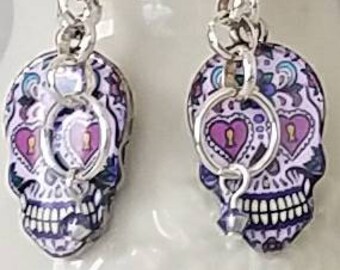 Dia De Los Muertos, Day of the Dead, sugar skull earrings.