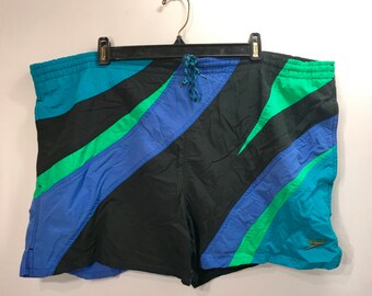 Bright 90s SPEEDO Swim Shorts / Retro Speedo SWIMMING Trunks Excellent Condition Mens Size 40-42 Waist