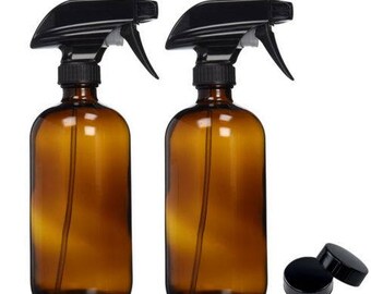 2 Pcs 16 oz (500 mL) Amber Glass Spray Bottle