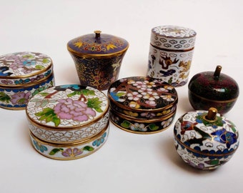 Vintage cloisonne pillbox lot