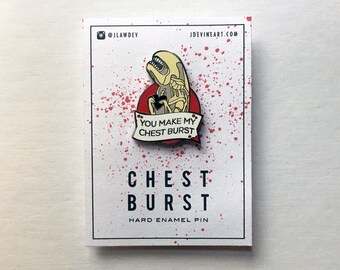 Chest Burst--Hard Enamel Alien Heart Pin