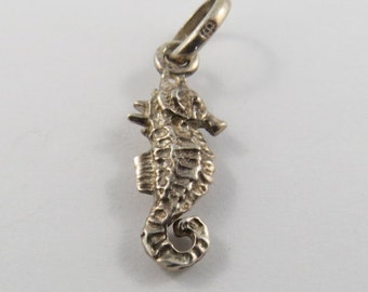 Seahorse Sterling Silver Pendant or Charm.