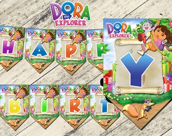 Dora the explorer banner,dora the explorer birthday banner,dora the explorer birthday party,dora the explorer,dora the explorer printable