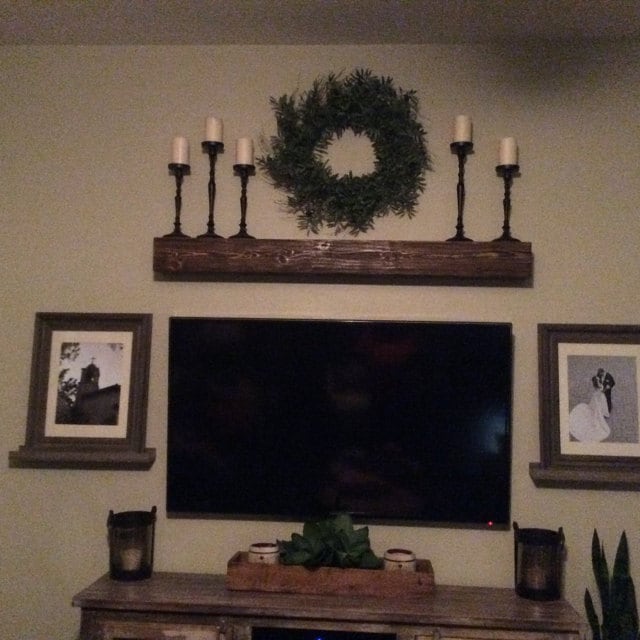 Fireplace mantel 60 Long x 5.5 Tall x 7.5 Fireplace Mantel Rugged finish wood fireplace mantle. Look of a solid beam. Made out of wood
