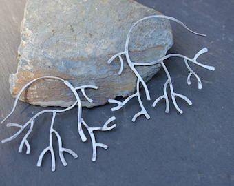 sterling silver seaweed earrings