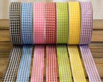 1.5" Gingham Ribbon, Black White Gingham Ribbon, Blue White Gingham Ribbon, Wired Gingham Ribbon, Wreath Supplies