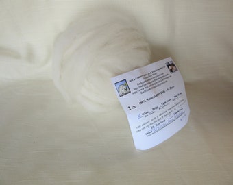 2 oz White Alpaca ULTRA FINE (Stachys) Roving - for Spinning, Nuno Felting or Needlefelting
