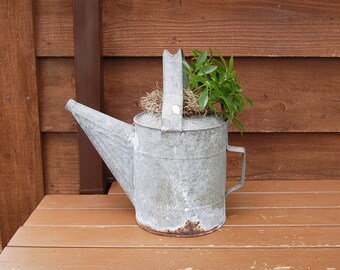 Galvanized Watering Can, Holey Watering Can, Vintage Garden Watering Can, Water Can Planter, Holey Galvanized Water Can