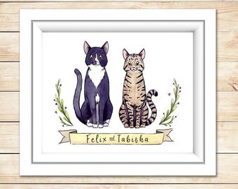 Pet Lover Gift Custom Portrait Watercolor Illustration Valentines Gift Custom Portrait Gift for Her Gift for Him Pet Memorial Puppy Love