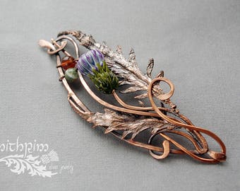 Thistle shawl pin Scarf pin copper brooch Scottish Thistle botanical jewelry nordic fibula Scarf Pin, Sweater Brooch, Knitting Accessories