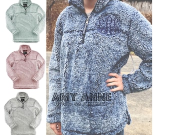Sherpa Quarter Zip Monogrammed Heathered Fleece Pullover Sweatshirt ~ Sorority ~ Blogger Favorite ~ Warm ~ Trendy