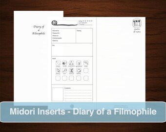 MIDORI Film Review Inserts, Printable Download Travel Notebook Journal, Movies Addict, Film Rating Critiques, To Watch List, Filmophile