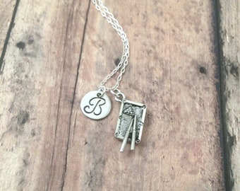 Pool table initial necklace - pool table jewelry, billiards jewelry, gift for pool player, billiards necklace, silver pool table pendant