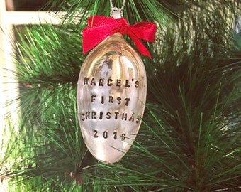 Baby's First Christmas Vintage Silver Spoon Christmas Ornament / Decoration
