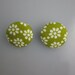 Fabric Covered Buttons - White Flowers on Green Pattern - Set of 2