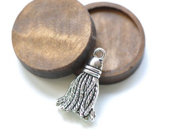 Metal Tassel Charms Antique Silver Finish 12x21mm Set of 20 A8244