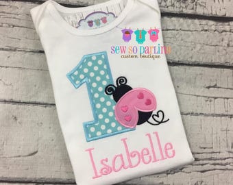 1st Birthday Ladybug Birthday Outfit - Girl 3rd Birthday Outfit - Lady bug Birthday Outfit - Pink ladybug outfit -Pink lady but shirt ANYAGE