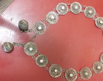 Antique Middle East hand tooled Silver Filigree *Belt*
