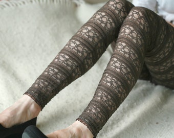 CLEARANCE SALE - Light brown lace striped eggings