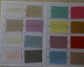 Linen fabric swatch ,A beautiful slection of soft linen fabric in 70 gorgeous Colours, Color swatch sk40