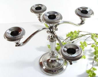 Silver Vintage Candelabra, Four Arm Candle Holder, Five Candlestick Holder, Silver Plated, Wedding Centerpiece, Five Candle Holders