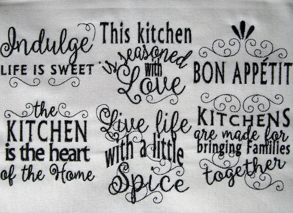 Kitchen lovely quotes - machine embroidery designs - 4x4 and 5x7 ... Kitchen lovely quotes - machine embroidery designs - 4x4 and 5x7 ...