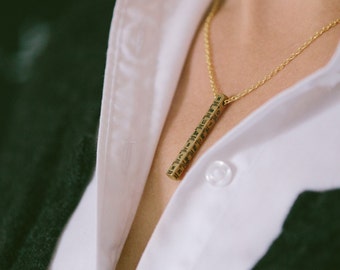 Periodic Table of Elements Chemistry Necklace - 4 Sided Vertical Bar Necklace - Chemical Symbols Scientist Pharmacist Gift - Student Jewelry