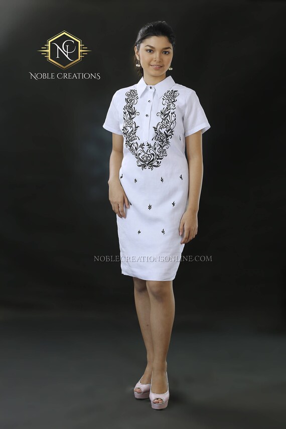 Modern FILIPINIANA Dress Linen BARONG TAGALOG Philippine