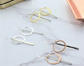 Circle Bar Drop Earrings