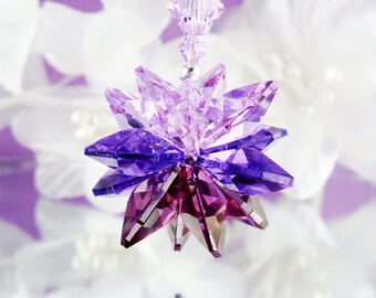 Swarovski Crystal Rear View Mirror Charm Purple Car Accessories Rearview Mirror Suncatcher Car Charm