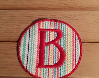 Stripe Iron-On Monogram, Embroidery Letter B