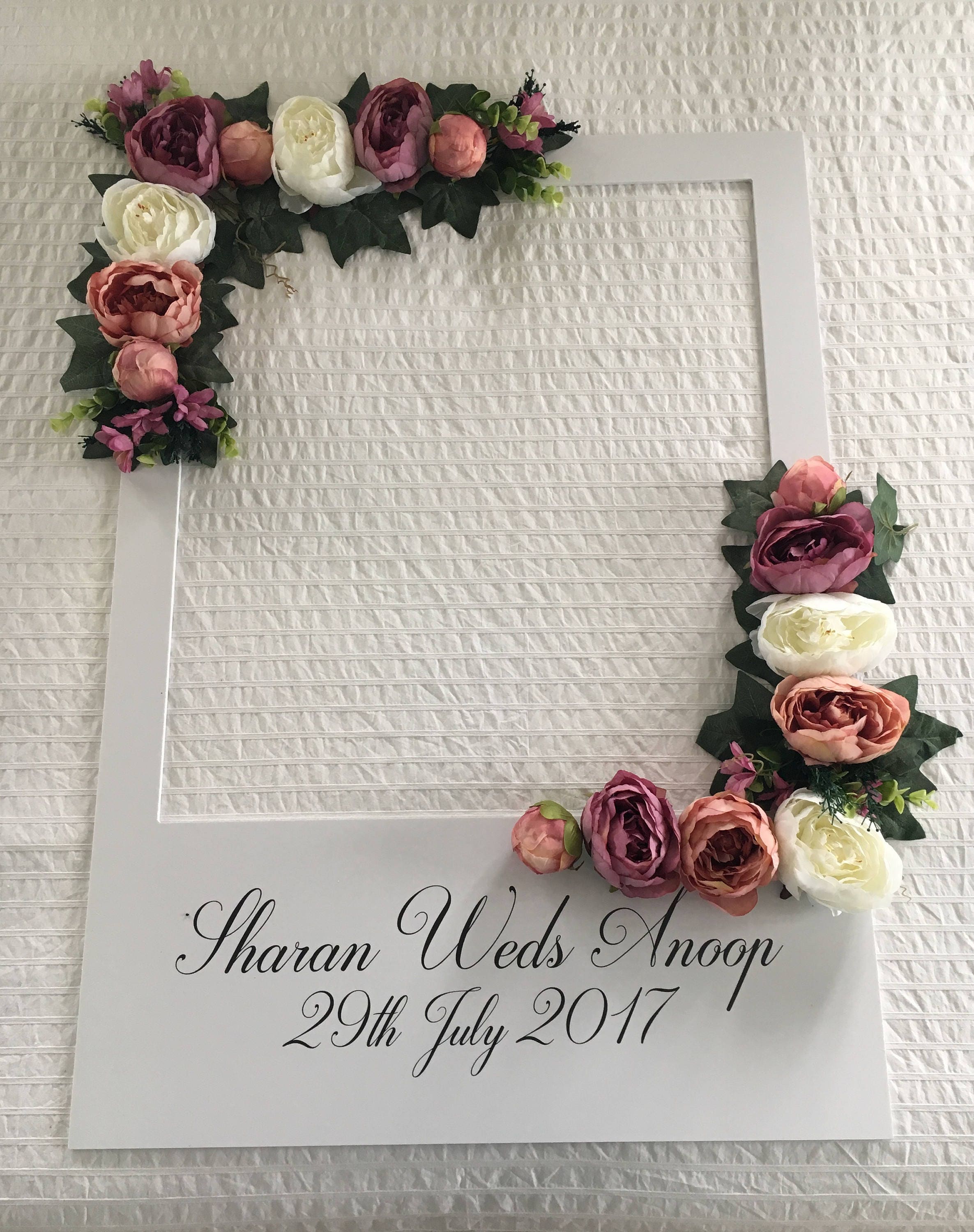 Wedding Floral Personalized Selfie Frame Instagram Facebook